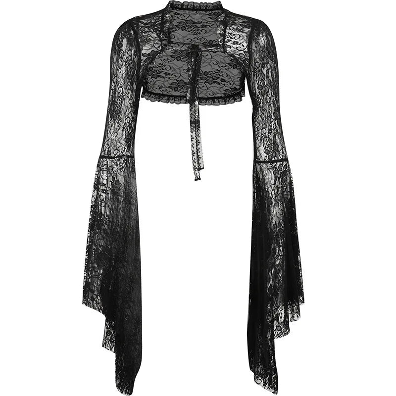 Vintage Gothic Lace T-shirt – Cropped Top