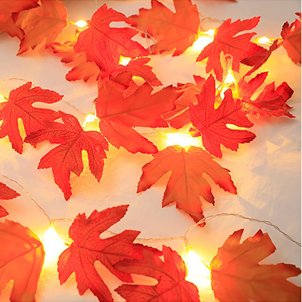 Halloween LED Maple Leaf Lights – 2/3/6M Garland