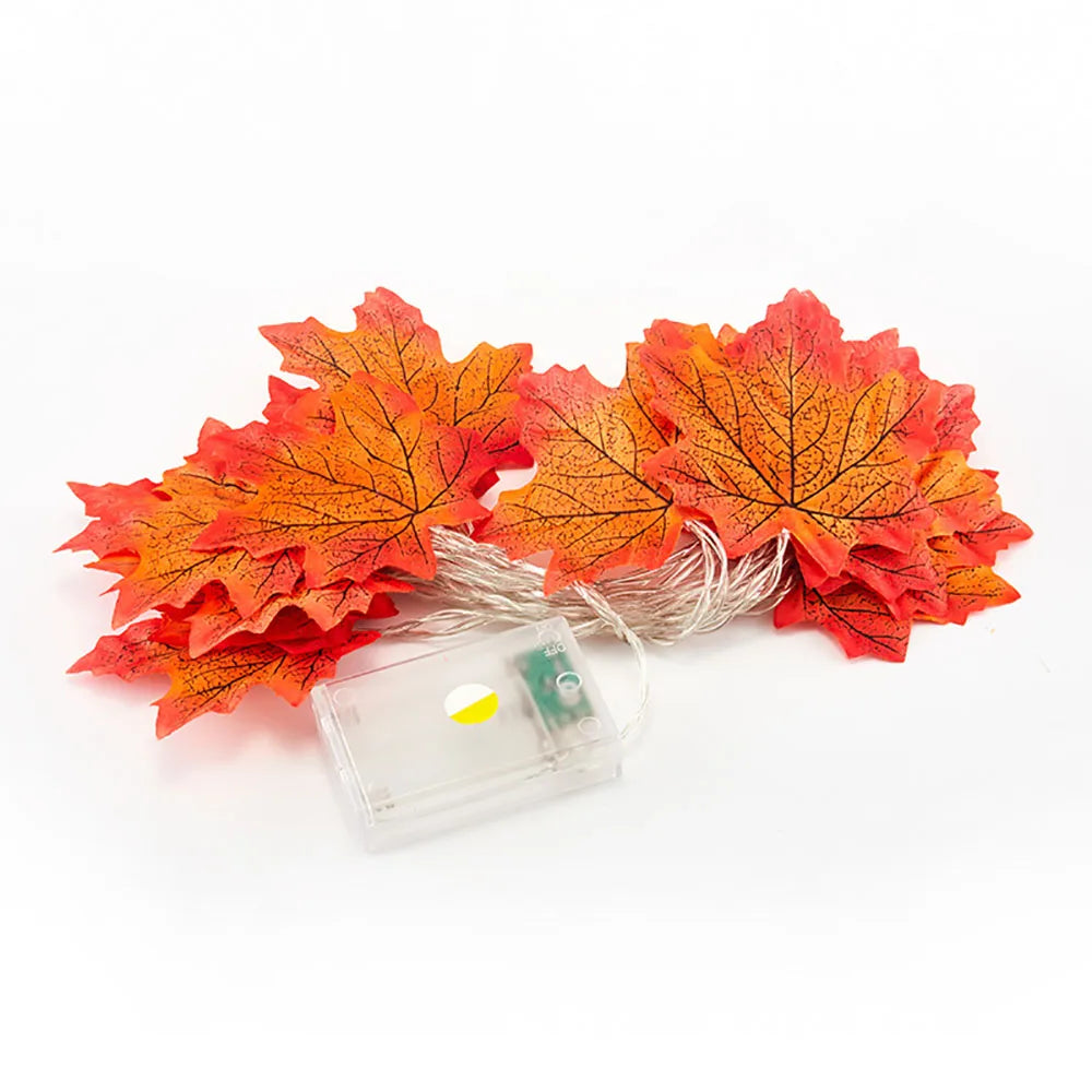 Halloween LED Maple Leaf Lights – 2/3/6M Garland