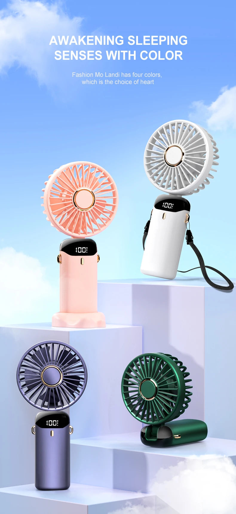 FlexiFan 5X – Foldable Mini Fan with Phone Stand