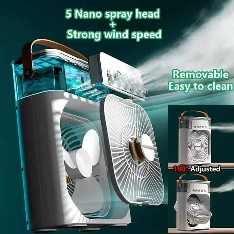 Mini Air Cooler 3-in-1 with LED Light & Humidifier
