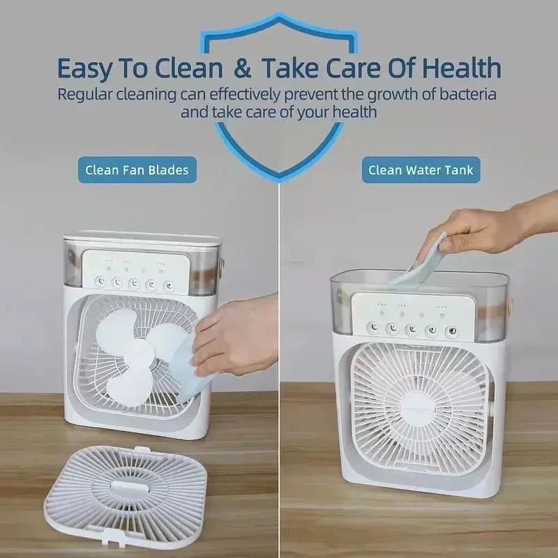 Mini Air Cooler 3-in-1 with LED Light & Humidifier