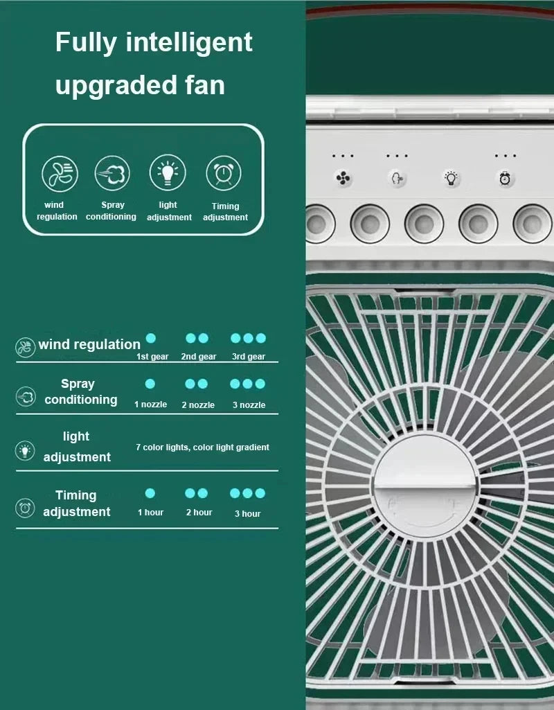 Mini Air Cooler 3-in-1 with LED Light & Humidifier