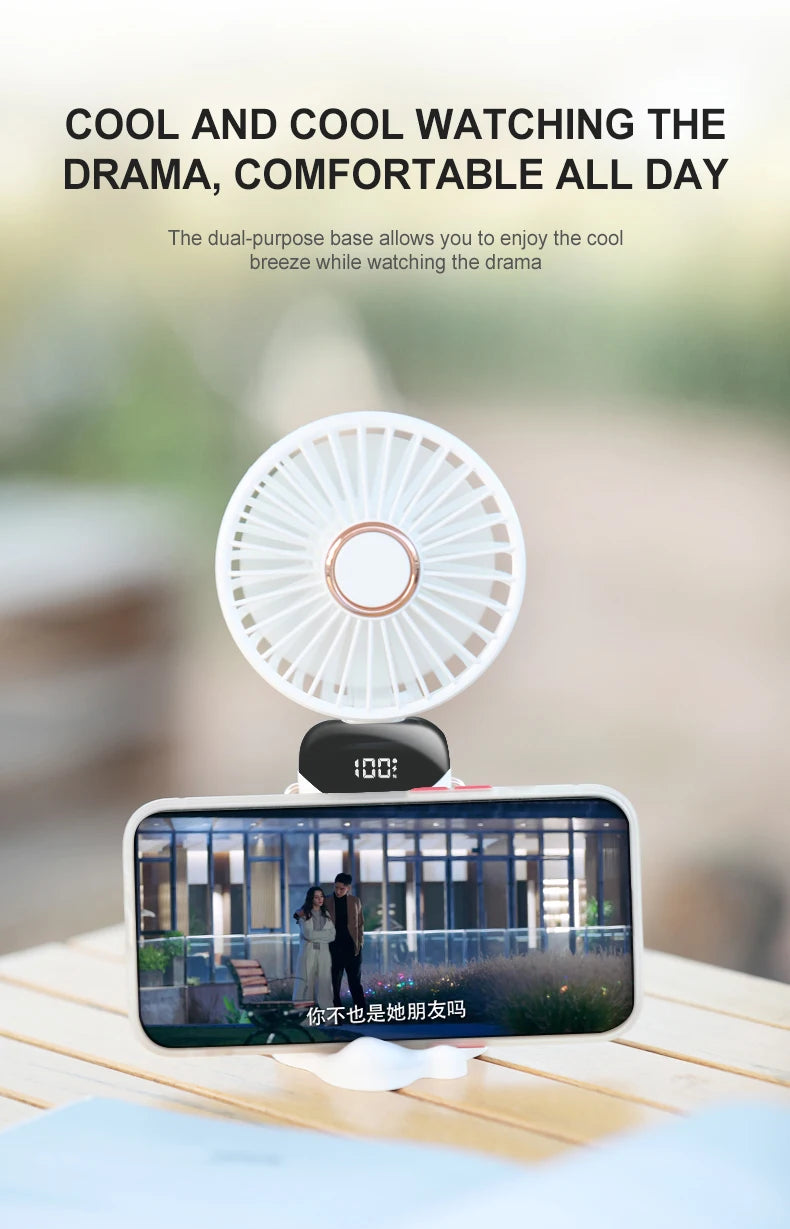 FlexiFan 5X – Foldable Mini Fan with Phone Stand