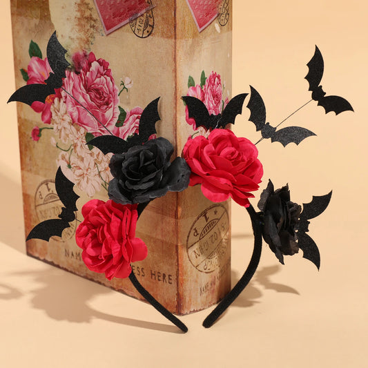 Halloween Rose Headband – Black Wreath
