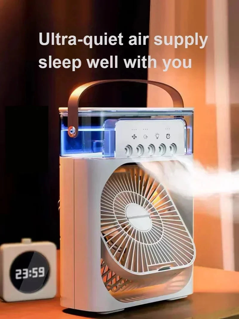Mini Air Cooler 3-in-1 with LED Light & Humidifier