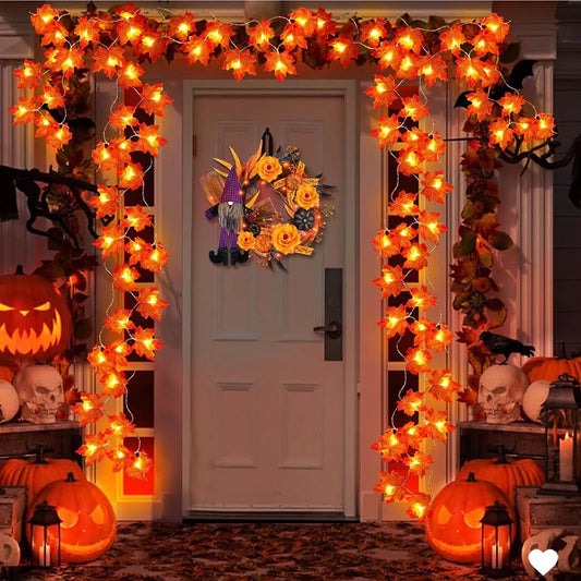 Halloween LED Maple Leaf Lights – 2/3/6M Garland