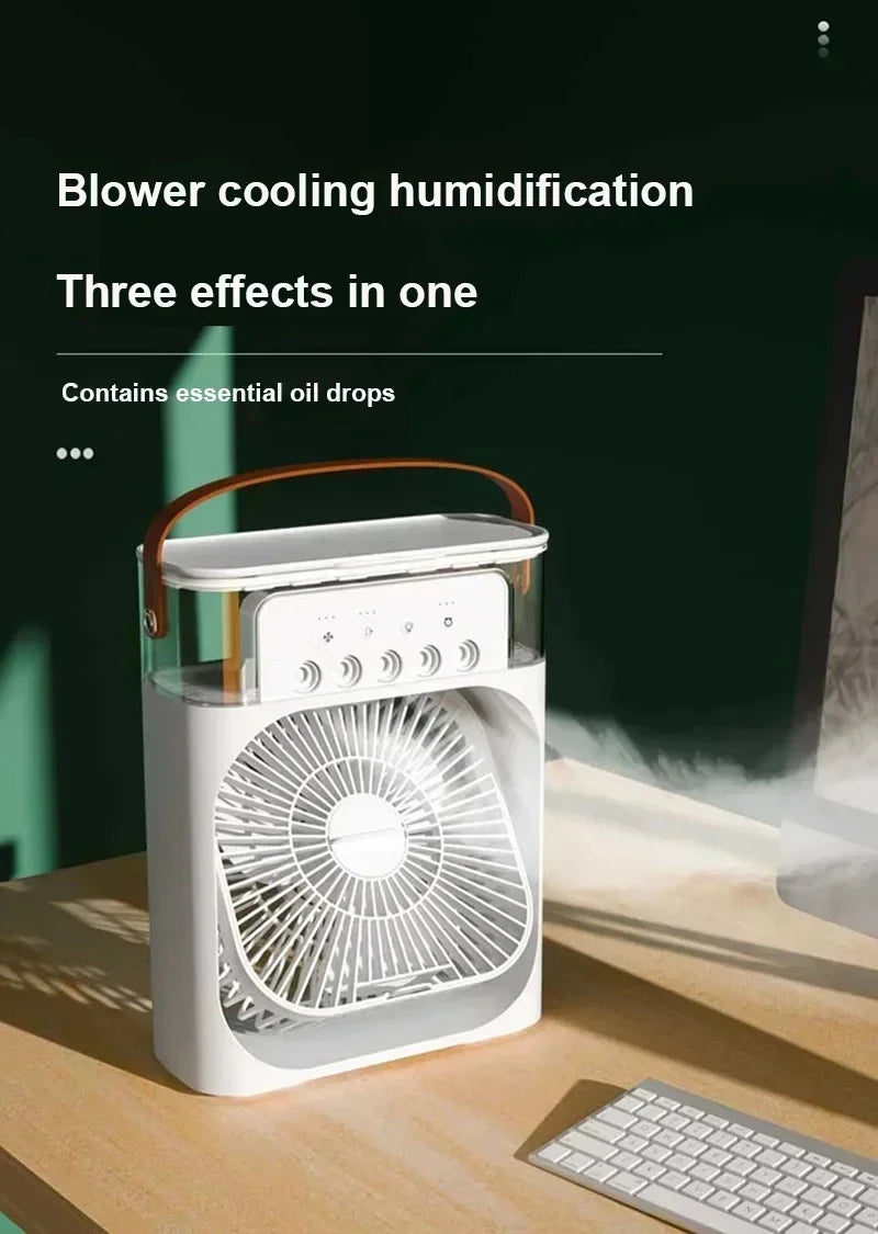 Mini Air Cooler 3-in-1 with LED Light & Humidifier